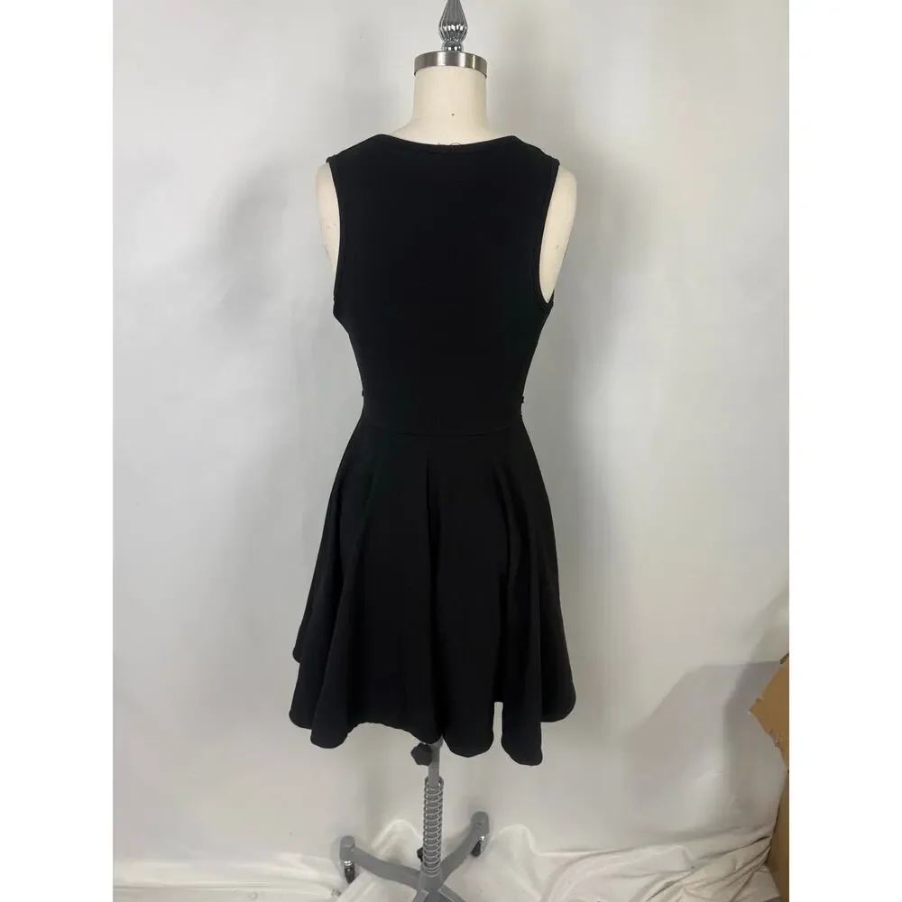 KToo Black‎ Deep V Med/Large Skater Little Black Dress Stretchy Mini Feminine